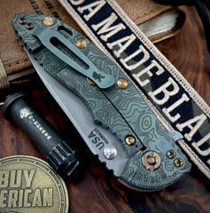 Topo Ti Ammo Can Green Hinderer XM-18 3.5" Hollow Ground Slicer Customized Working Finish Ti Orange G10 Magnacut Working Finish Blade Bronzed Out Hardware