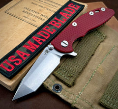 Hinderer XM-18 3.0" Harpoon Tanto Red G10 Stonewashed S45VN Blade Bronze Anodized Ti