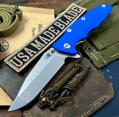 Hinderer Eklipse 3.5" Harpoon Spanto Blue G10 Stonewashedc Ti  Stonewashed S45VN Blade