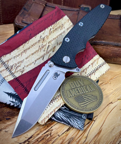 Hinderer Eklipse 3.5" Skinny Fullered Harpoon Spanto Black G10 Working Finish Ti Stonewashed Magnacut Blade