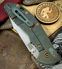 Full Ti TOPO Ammo Can Green Hinderer XM-24 Harpoon Spanto Anodized Working Finish Textured Ti and S45VN Stonewashed Blade with Bronzed Out HW - USA MB