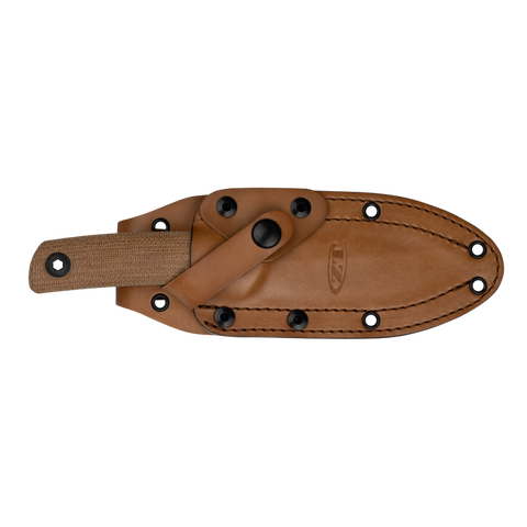 ZT0004 with Cru-Wear Blade, Canvas Micarta Handles, and Tan Leather Sheath **Pre Order**