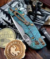 Topo Toxic Green Hinderer XM-18 3.5 Spanto Customized Stonewashed Ti Blue/Black G10 Stonewashed Magnacut Blade with Bronzed Out HW