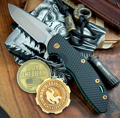 Topo Toxic Green Hinderer XM-18 3.5 Spanto Customized Stonewashed Ti Black G10 Stonewashed Magnacut Blade with Bronzed Out HW