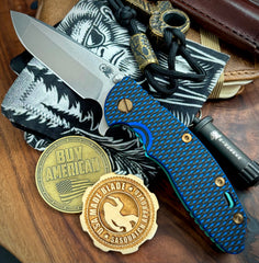Topo Toxic Green Hinderer XM-18 3.5 Spanto Customized Stonewashed Ti Blue/Black G10 Stonewashed Magnacut Blade with Bronzed Out HW