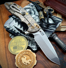 Topo Bead Blast Bronze Hinderer XM-18 3.5 Spanto Bead Blast Green Ti Blue/Black G10 Stonewashed Magnacut Blade with Bronzed Out HW