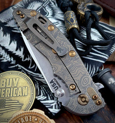 Topo Bead Blast Bronze Hinderer XM-18 3.5 Spanto Bead Blast Green Ti Blue/Black G10 Stonewashed Magnacut Blade with Bronzed Out HW