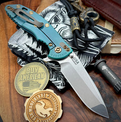 High Res Battle Green Hinderer XM-18 3.5 Spanto Black G10 Customized Working Finish Ti Stonewashed Magnacut Blade Bronze Out HW