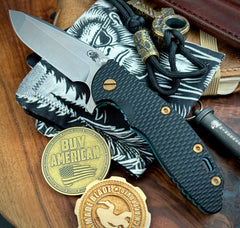 High Res Battle Green Hinderer XM-18 3.5 Spanto Black G10 Customized Working Finish Ti Stonewashed Magnacut Blade Bronze Out HW