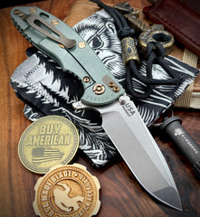 Ammo Can Green Hinderer XM-18 3.5 Spanto Black G10 Customized Working Finish Ti Stonewashed Magnacut Blade Bronze Out HW