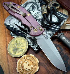 High Res Battle Purple Hinderer XM-18 3.5 Spanto Black G10 Customized Working Finish Ti Working Finish Magnacut Blade Bronze Out HW