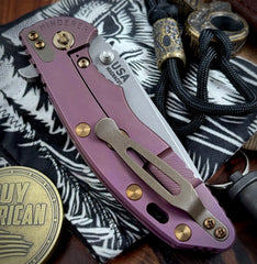 High Res Battle Purple Hinderer XM-18 3.5 Spanto Black G10 Customized Working Finish Ti Working Finish Magnacut Blade Bronze Out HW