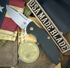 Topo Ammo Can Green Hinderer Jurassic Clip Point Black G10 Customized Working Finish Ti Magnacut Stonewashed Blade Bronzed Out Hardware with Sasquatch Clip - USA MB