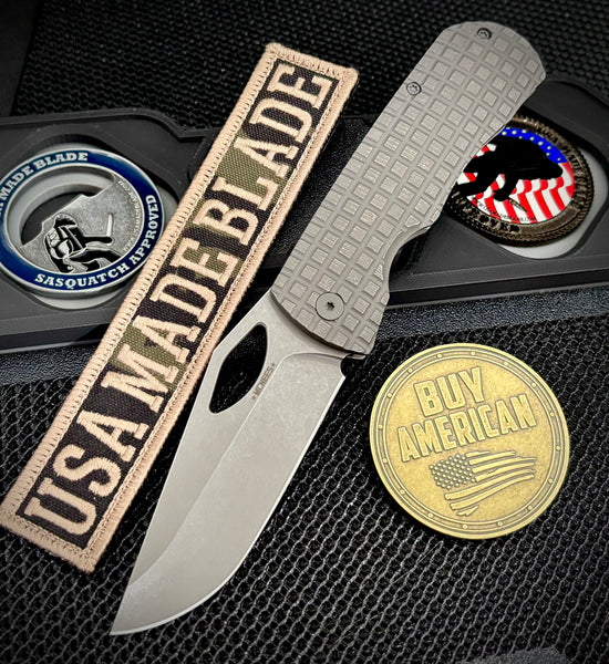 McNees Knives Little Dixon Atomic Stonewashed Frag Ti with 3.25