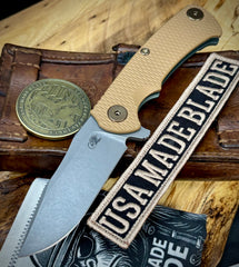 Ammo Can Green Project X Coyote G10 Anodized Working Finish Ti with Working Finish S45VN Clip Point Blade and Bronzed Out HW