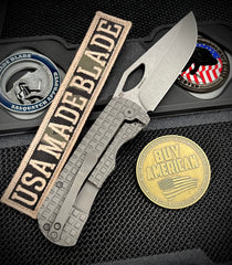 McNees Knives Little Dixon Atomic Stonewashed Frag Ti with 3.25" Stonewashed Magnacut Blade and Stonewashed Ti Hardware