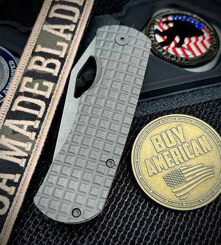 McNees Knives Little Dixon Atomic Stonewashed Frag Ti with 3.25" Stonewashed Magnacut Blade and Stonewashed Ti Hardware