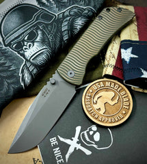 Swerve Pattern McNees Knives Mac-2 3.5" Atomic Two Tone Green and Bronze Ti Stonewashed Magnacut Blade