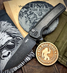 ZT0044BW Full Ti Blackwash Button Lock Flipper S45VN from Zero Tolerance Knives