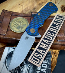 Ammo Can Green Project X BLUE/BLACK G10 Anodized Working Finish Ti with Working Finish S45VN Clip Point Blade and Bronzed Out HW