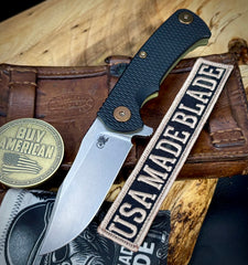 Battle Green Project X Black G10 Anodized Working Finish Ti with Stonewashed S45VN Clip Point Blade and Bronzed Out HW