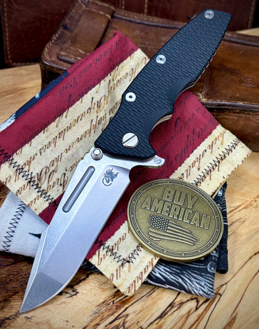Hinderer Eklipse 3.5" Skinny Fullered Harpoon Spanto Black G10 Stonewashed Ti Stonewashed Magnacut Blade