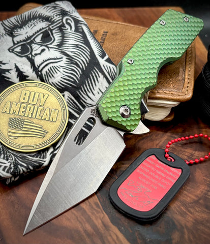 A2D Mark 1 Flipper Medium Stonewashed Hiatsu Grind Magnacut Blade Contoured Divot Milled Shipwrecked Ti on Bearing