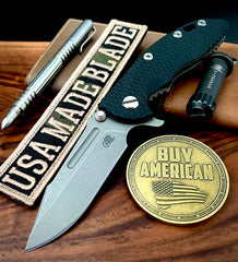 Hinderer XM-18 3.25 Fullered Harpoon Spanto Black G10 Working Finish Ti and Working Finish Magnacut Blade