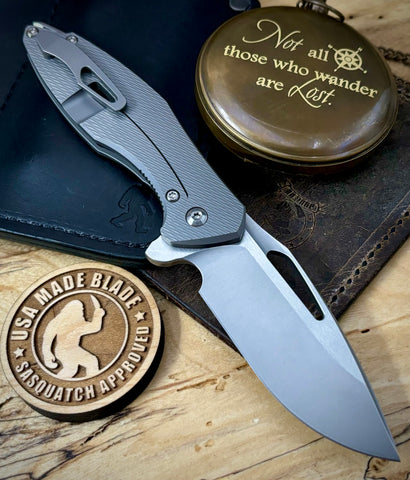 Koenig Mini Arius with M390 Burnished Blade with Polished Flats Corda Ti and Silver Ti Hardware - USA MB