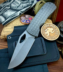 McNees Knives Dixon Full Ti Atomic Stonewashed Frag Ti with 3.75" Magnacut Blade and Stonewashed Hardware