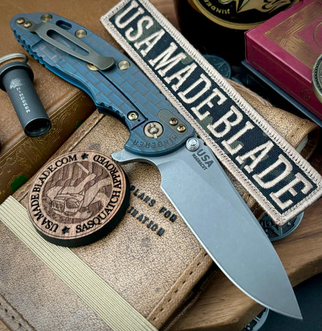 Brick Patterned Hinderer XM-18 3.5" Skinny Slicer Hollow Ground High Res Green Ti Black G10 Magnacut Working Finish Blade Bronzed Out HW - USA MB