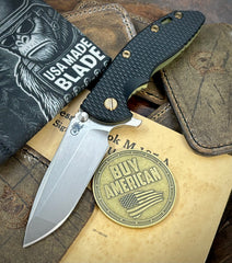 Battle Green Hinderer XM-18 3.5 Spanto Black G10 Customized WF Ti Stonewashed Magnacut Blade Bronze Out HW