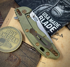 Battle Green Hinderer XM-18 3.5 Spanto Black G10 Customized WF Ti Stonewashed Magnacut Blade Bronze Out HW