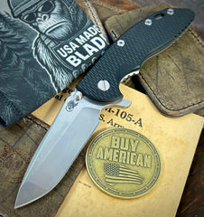 Topo Bead Blast Hinderer XM-18 3.5 Spanto Bead Blast Ti Black G10 Stonewashed Magnacut Blade with Sasquatch Clip