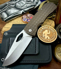 McNees Knives Dixon Full Ti Atomic Bronze Frag Ti with 3.75" Magnacut Satin Stonewashed Blade and Satin Hardware