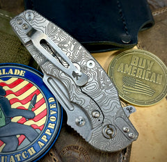 Topo Hinderer Jurassic Clip Point Black G10 Customized Stonewashed Ti Magnacut Stonewashed Blade with Sasquatch Clip - USA MB