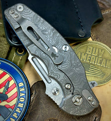 Topo Hinderer Jurassic Clip Point Blue/Black G10 Customized Working Finish Ti Magnacut Stonewashed Blade with Sasquatch Clip - USA MB