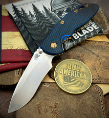 Bronze Battle Stars & Stripes Hinderer XM-18 3.5" Recurve Non-flipper Blue/Black G10 Customized Stonewashed Ti Stonewashed Magnacut Blade Bronzed Out HW