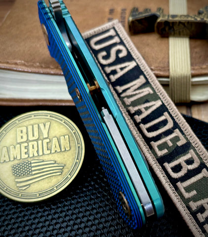 High Res Teal Green Project X Sheepsfoot Blue/Black G10 Customized Stonewashed Ti with Stonewashed Magnacut Blade and Bronzed Out HW