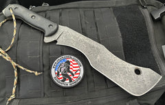 T.M. Hunt M18 #533 Black Micarta Handles with Kydex Sheath and Forced Patina Patterned O1 - USA MB