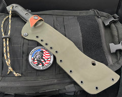 T.M. Hunt M18 #533 Black Micarta Handles with Kydex Sheath and Forced Patina Patterned O1 - USA MB