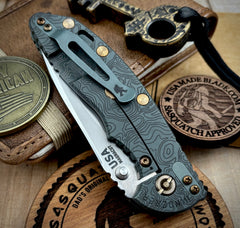Topo Ammo Can Green Hinderer XM-18 3.5" Recurve Non-flipper OD Green G10 Working Finish Ti Stonewashed Finish Magnacut Blade Bronzed Out HW and Squatched Clip