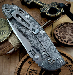 Topo  Hinderer XM-18 3.5" Recurve Non-flipper Black G10 Custom Stonewashed Ti Stonewashed Finish Magnacut Blade and Squatched Clip