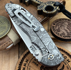 Topo  Hinderer XM-18 3.5" Recurve Non-flipper Orange G10 Custom Stonewashed Ti Stonewashed Finish Magnacut Blade and Squatched Clip