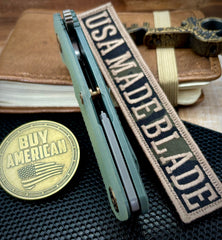 Ammo Can Green Project X Sheepsfoot Translucent Green G10 Customized Working Finish Ti with Stonewashed Magnacut Blade and Bronzed Out HW