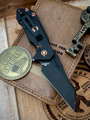 Wharnie Hinderer Half Track Gen 2 Full Ti Battle Black Handles with Battle Black Magnacut Blade Copper and Bronzed Out HW