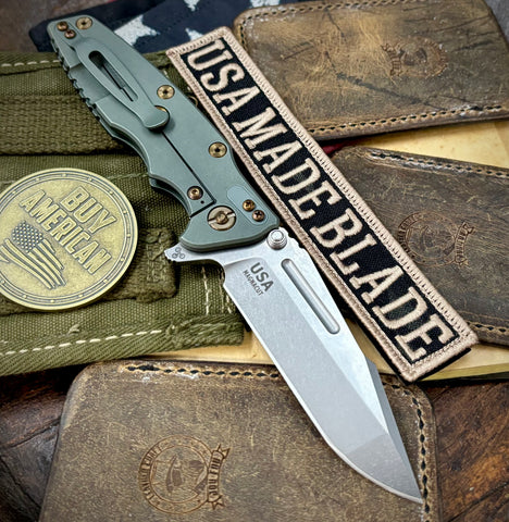 Ammo Can Green Hinderer Eklipse 3.5" Skinny Fullered Harpoon Spanto Black G10 Anodized Working Finish Ti Stonewashed Magnacut Blade with bronzed out hardware