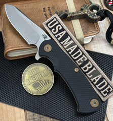 Battle Green Project X Sheepsfoot Black G10 Customized Working Finish Ti with Stonewashed Magnacut Blade and Bronzed Out HW