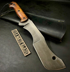 T.M. Hunt Full Custom M18 #599 with Sunburst Curly Maple Handle, Red Liners and Black Custom Leather Sheath