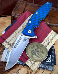 Hinderer Eklipse 3.5" Skinny Fullered Harpoon Spanto Blue/Black G10 Stonewashed Ti Stonewashed Magnacut Blade